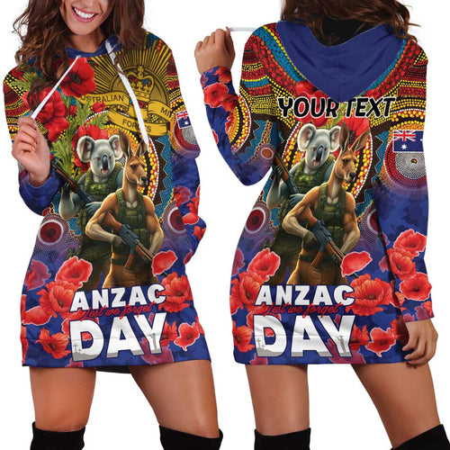 Kangaroo Koala Soldier ANZAC Personalised Hoodie Dress Camouflage Motif