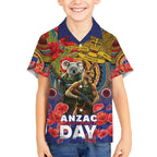 Kangaroo Koala Soldier ANZAC Personalised Kid Hawaiian Shirt Camouflage Motif