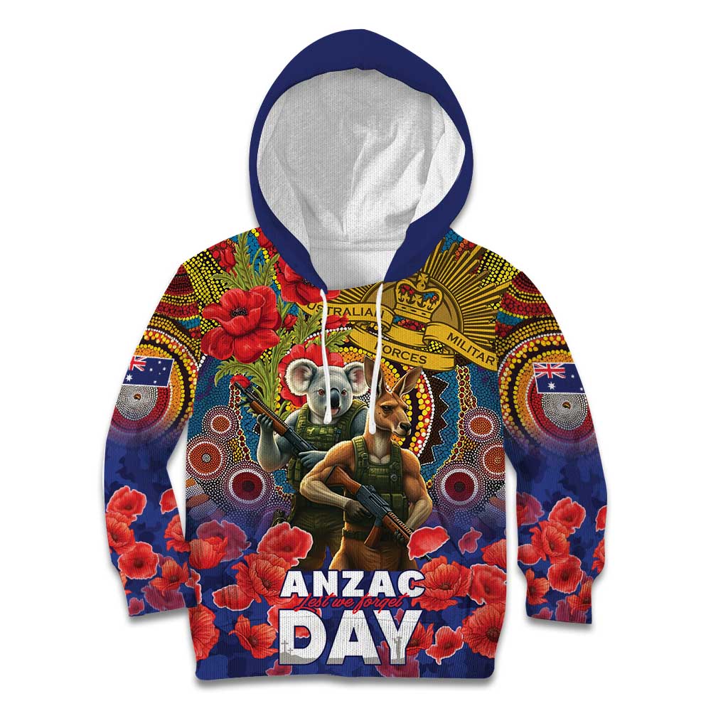 Kangaroo Koala Soldier ANZAC Personalised Kid Hoodie Camouflage Motif