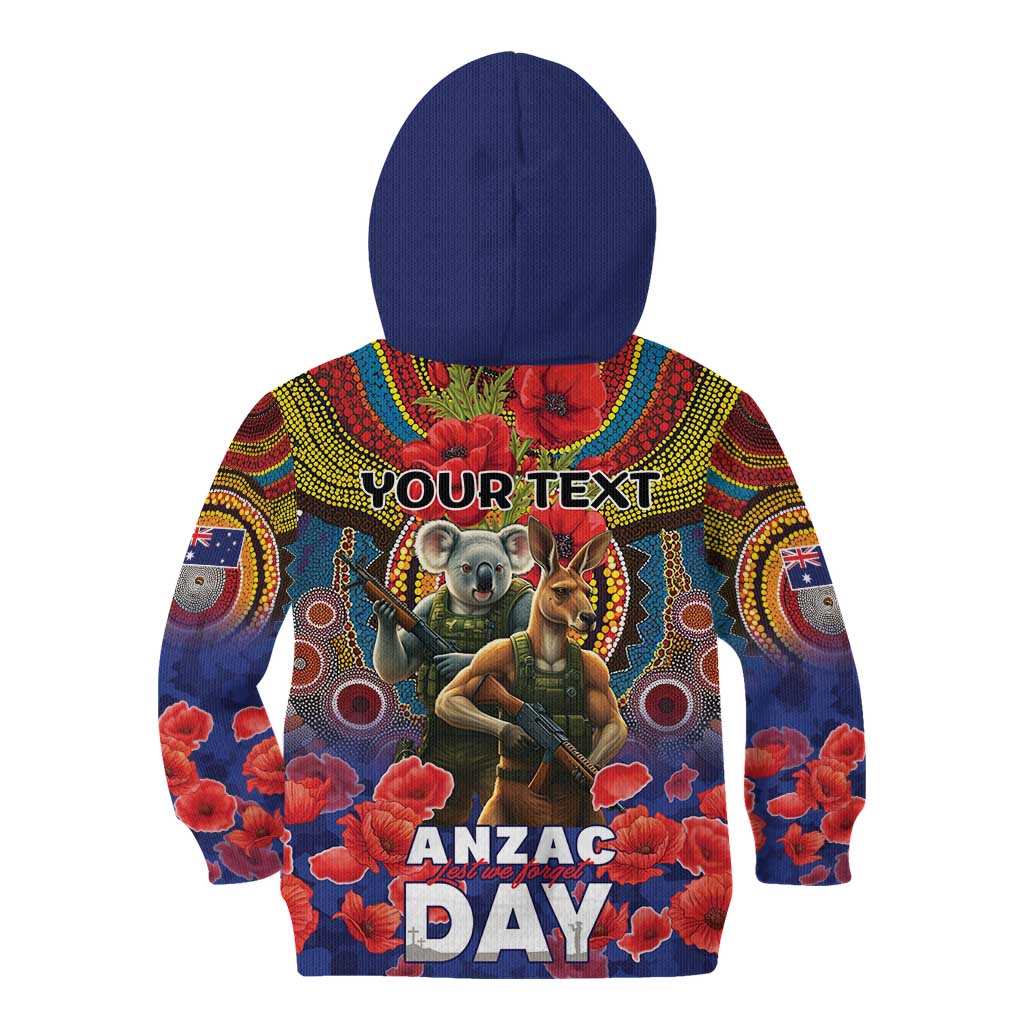 Kangaroo Koala Soldier ANZAC Personalised Kid Hoodie Camouflage Motif