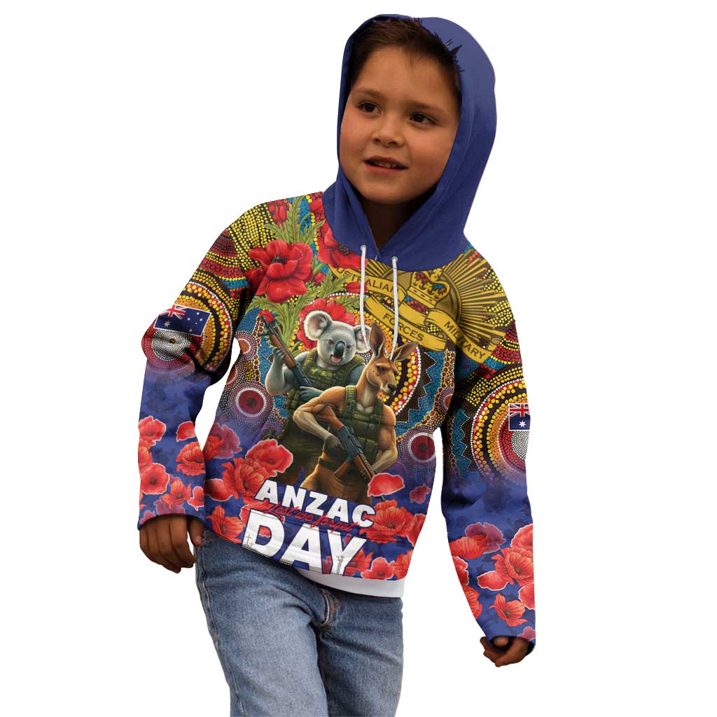 Kangaroo Koala Soldier ANZAC Personalised Kid Hoodie Camouflage Motif