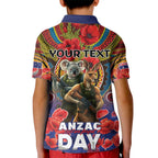 Kangaroo Koala Soldier ANZAC Personalised Kid Polo Shirt Camouflage Motif