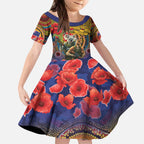 Kangaroo Koala Soldier ANZAC Personalised Kid Short Sleeve Dress Camouflage Motif