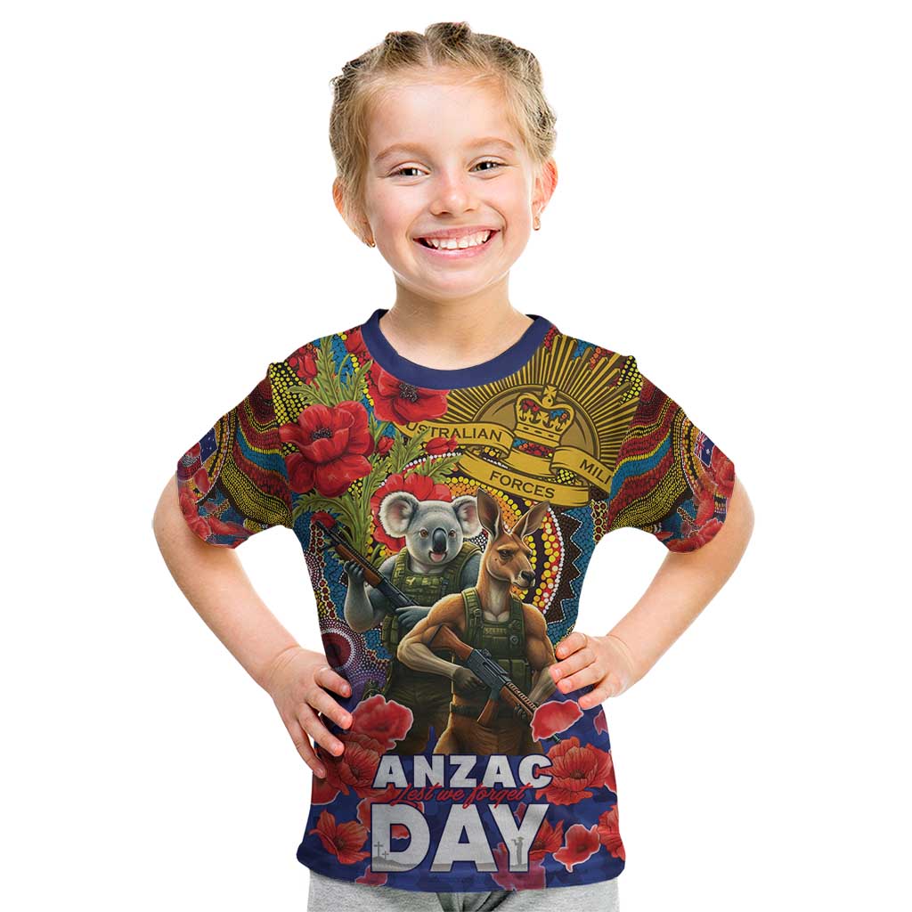 Kangaroo Koala Soldier ANZAC Personalised Kid T Shirt Camouflage Motif