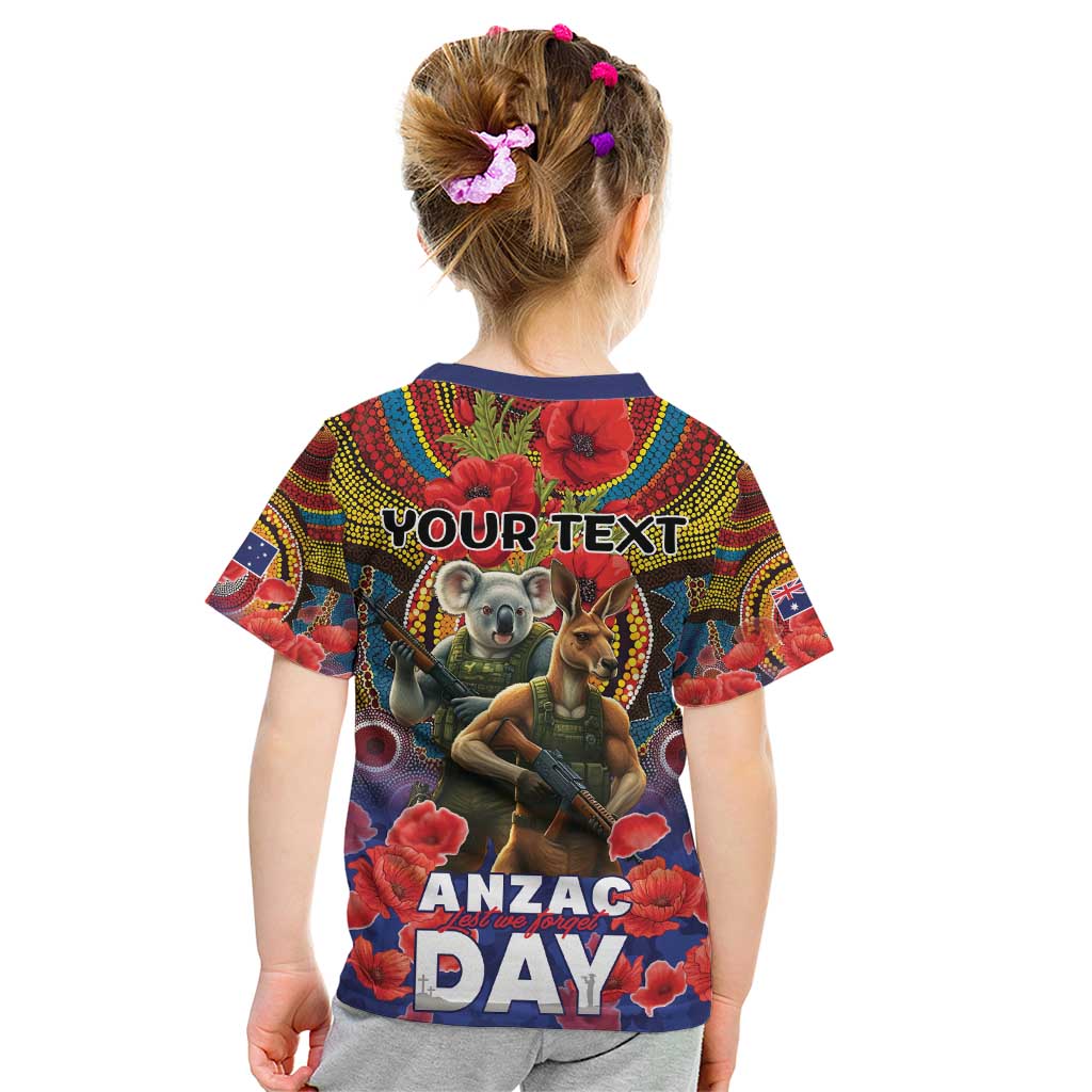 Kangaroo Koala Soldier ANZAC Personalised Kid T Shirt Camouflage Motif