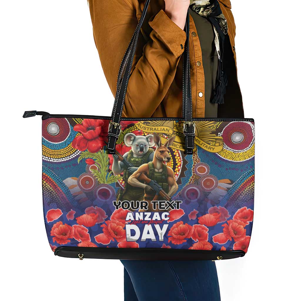 Kangaroo Koala Soldier ANZAC Personalised Leather Tote Bag Camouflage Motif