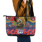 Kangaroo Koala Soldier ANZAC Personalised Leather Tote Bag Camouflage Motif