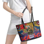 Kangaroo Koala Soldier ANZAC Personalised Leather Tote Bag Camouflage Motif