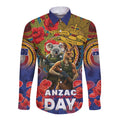 Kangaroo Koala Soldier ANZAC Personalised Long Sleeve Button Shirt Camouflage Motif
