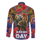 Kangaroo Koala Soldier ANZAC Personalised Long Sleeve Button Shirt Camouflage Motif