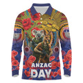 Kangaroo Koala Soldier ANZAC Personalised Long Sleeve Polo Shirt Camouflage Motif