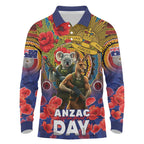 Kangaroo Koala Soldier ANZAC Personalised Long Sleeve Polo Shirt Camouflage Motif