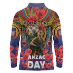Kangaroo Koala Soldier ANZAC Personalised Long Sleeve Polo Shirt Camouflage Motif
