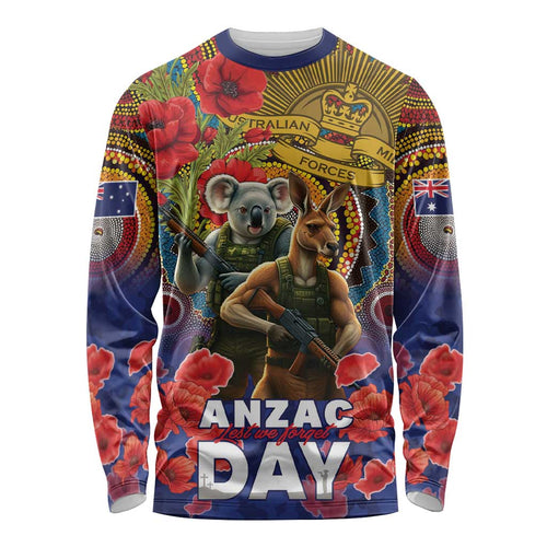 Kangaroo Koala Soldier ANZAC Personalised Long Sleeve Shirt Camouflage Motif