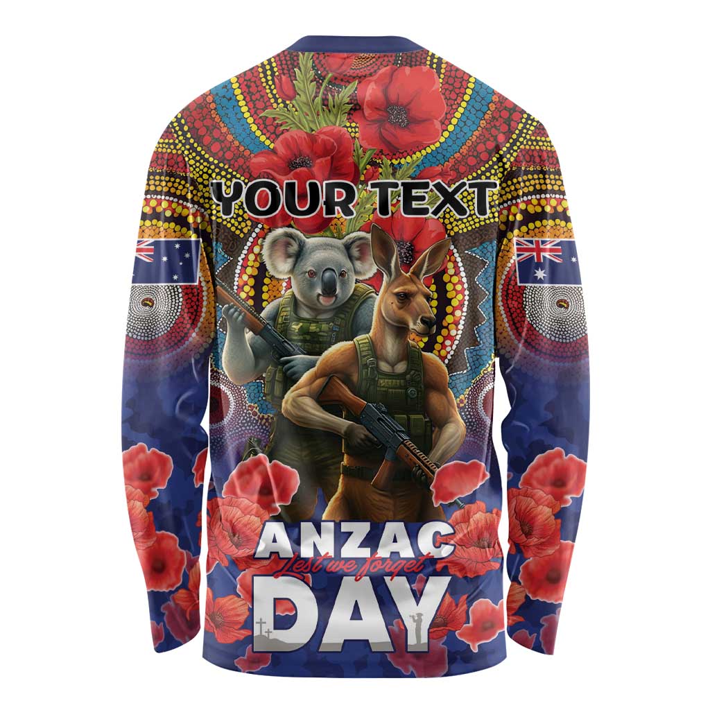 Kangaroo Koala Soldier ANZAC Personalised Long Sleeve Shirt Camouflage Motif