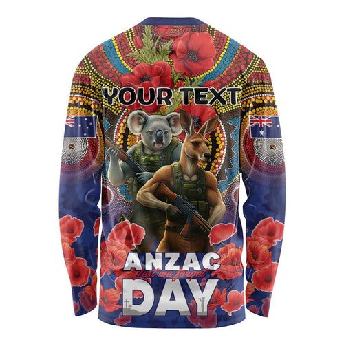 Kangaroo Koala Soldier ANZAC Personalised Long Sleeve Shirt Camouflage Motif
