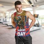 Kangaroo Koala Soldier ANZAC Personalised Men Tank Top Camouflage Motif