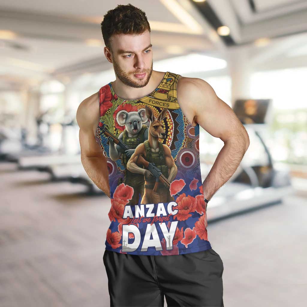 Kangaroo Koala Soldier ANZAC Personalised Men Tank Top Camouflage Motif