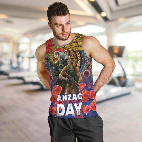 Kangaroo Koala Soldier ANZAC Personalised Men Tank Top Camouflage Motif