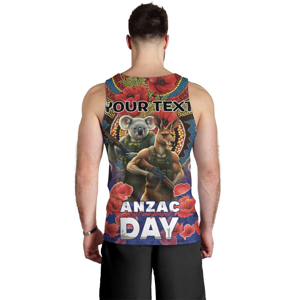 Kangaroo Koala Soldier ANZAC Personalised Men Tank Top Camouflage Motif