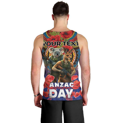 Kangaroo Koala Soldier ANZAC Personalised Men Tank Top Camouflage Motif
