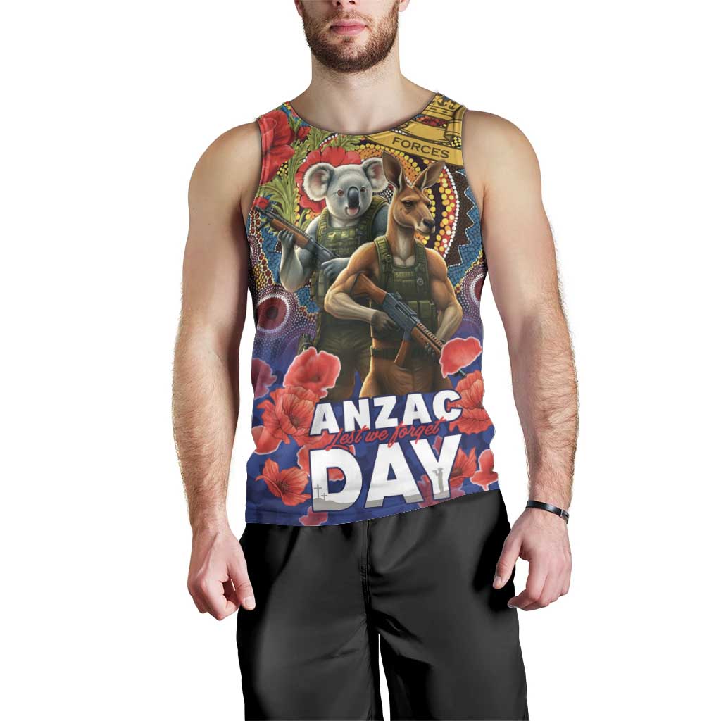 Kangaroo Koala Soldier ANZAC Personalised Men Tank Top Camouflage Motif