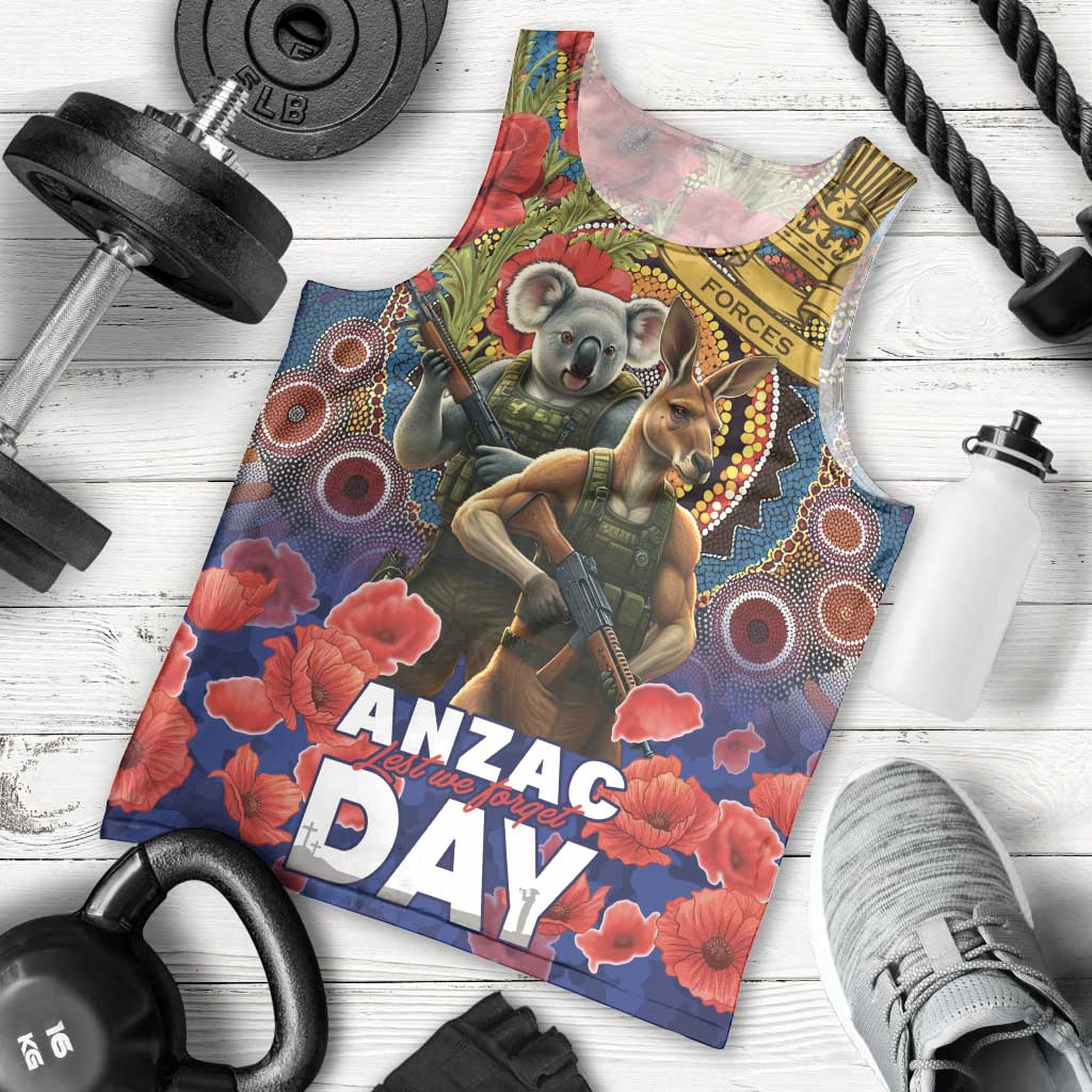 Kangaroo Koala Soldier ANZAC Personalised Men Tank Top Camouflage Motif