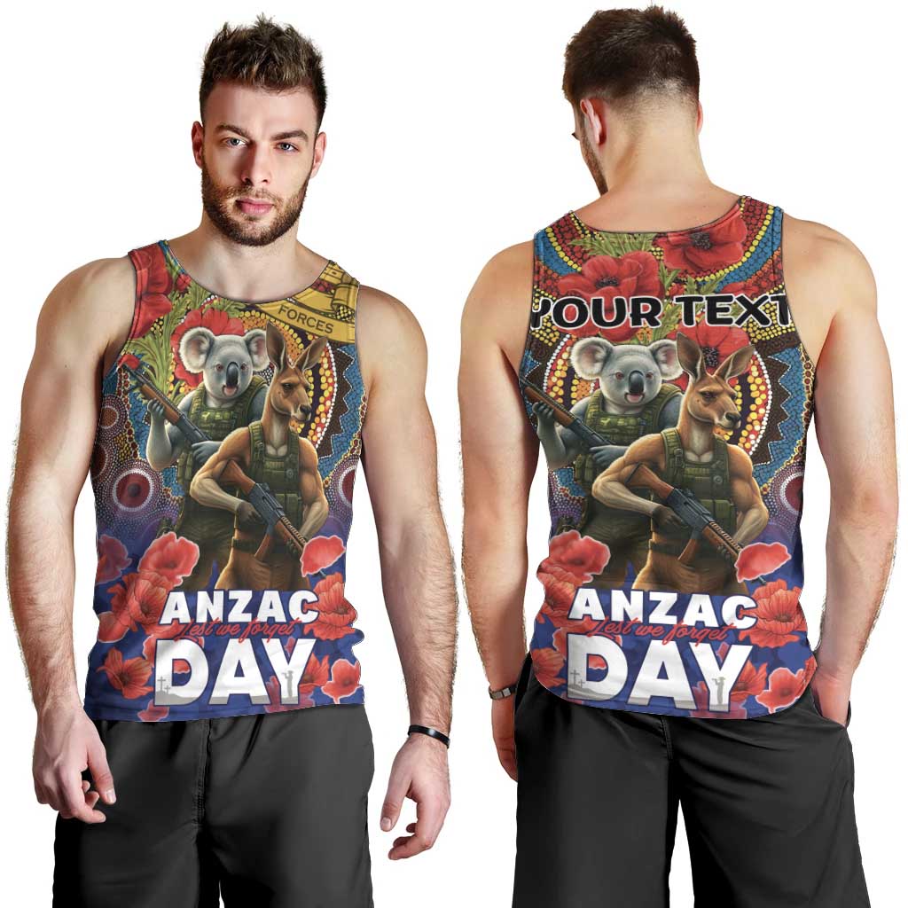 Kangaroo Koala Soldier ANZAC Personalised Men Tank Top Camouflage Motif