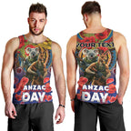 Kangaroo Koala Soldier ANZAC Personalised Men Tank Top Camouflage Motif