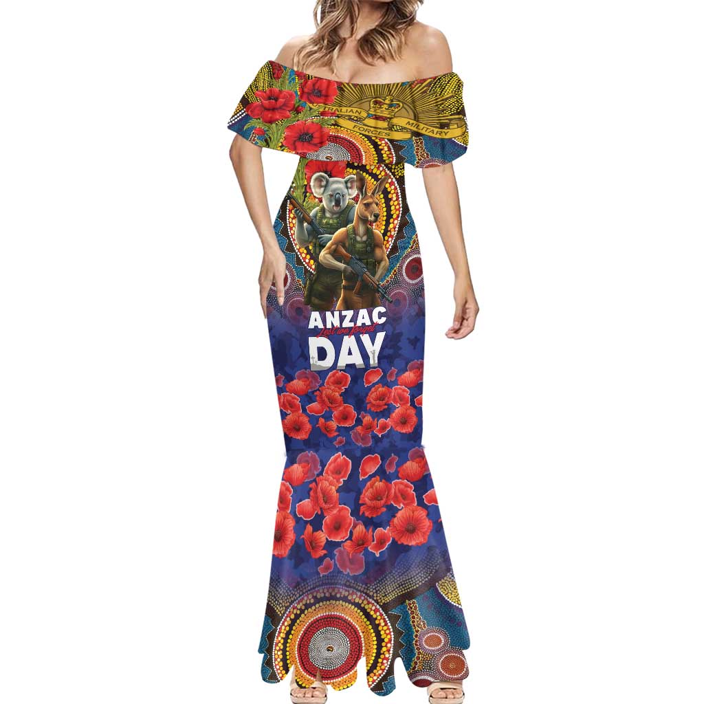 Kangaroo Koala Soldier ANZAC Personalised Mermaid Dress Camouflage Motif