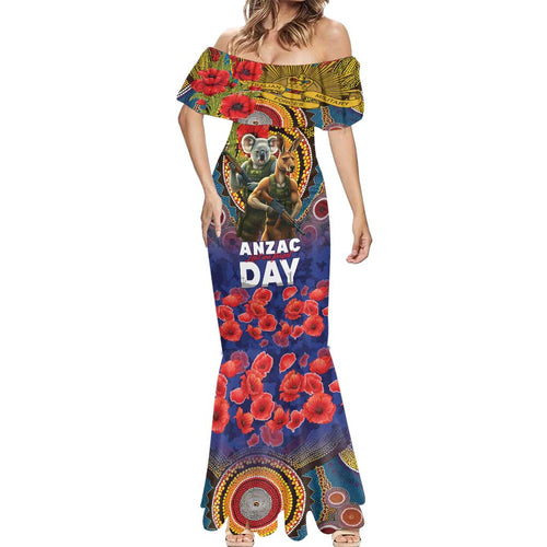 Kangaroo Koala Soldier ANZAC Personalised Mermaid Dress Camouflage Motif