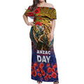 Kangaroo Koala Soldier ANZAC Personalised Off Shoulder Maxi Dress Camouflage Motif