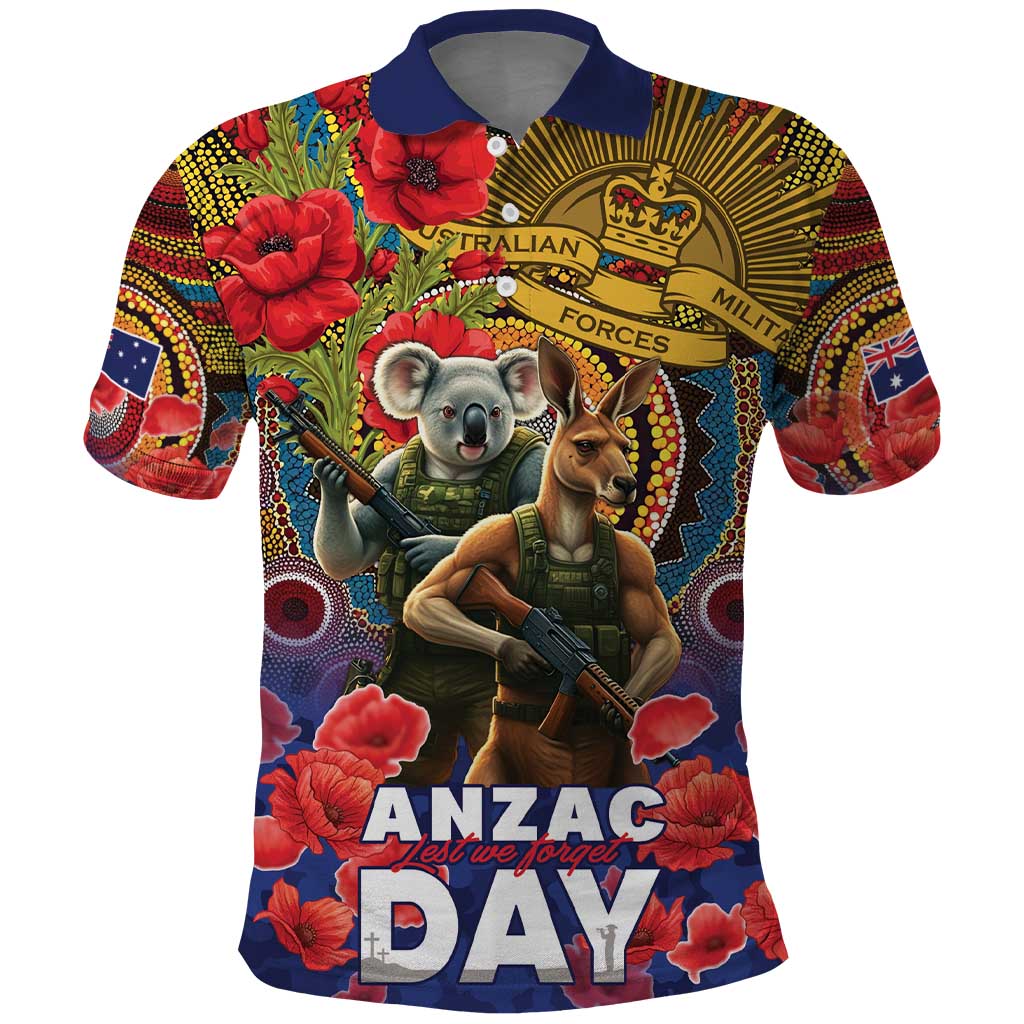 Kangaroo Koala Soldier ANZAC Personalised Polo Shirt Camouflage Motif