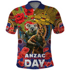 Kangaroo Koala Soldier ANZAC Personalised Polo Shirt Camouflage Motif