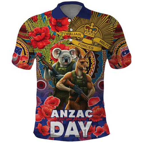 Kangaroo Koala Soldier ANZAC Personalised Polo Shirt Camouflage Motif