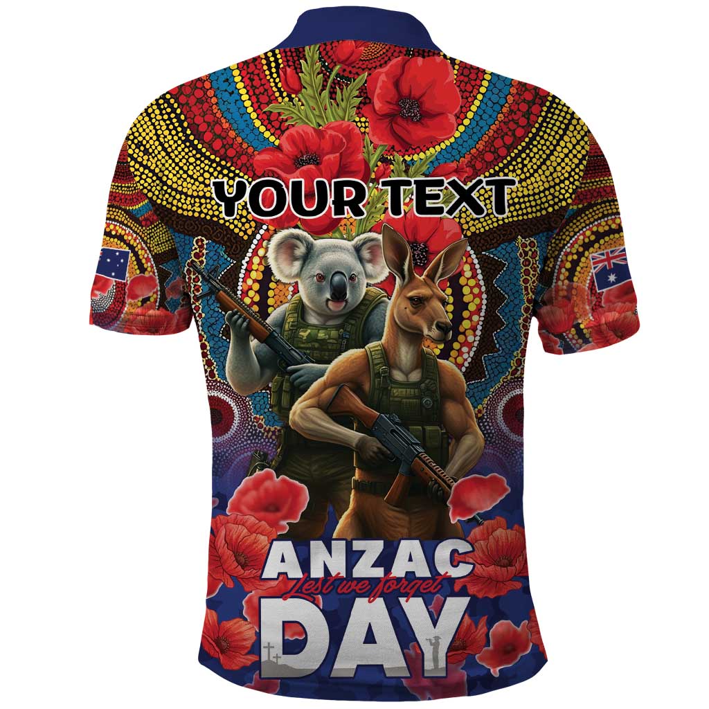 Kangaroo Koala Soldier ANZAC Personalised Polo Shirt Camouflage Motif