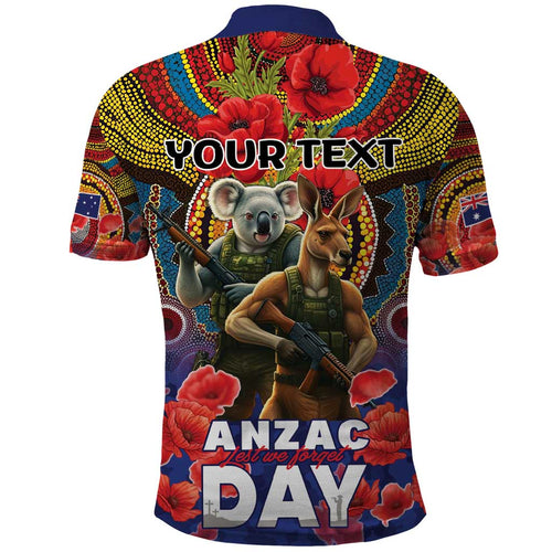 Kangaroo Koala Soldier ANZAC Personalised Polo Shirt Camouflage Motif