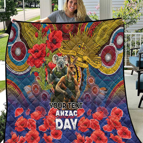 Kangaroo Koala Soldier ANZAC Personalised Quilt Camouflage Motif