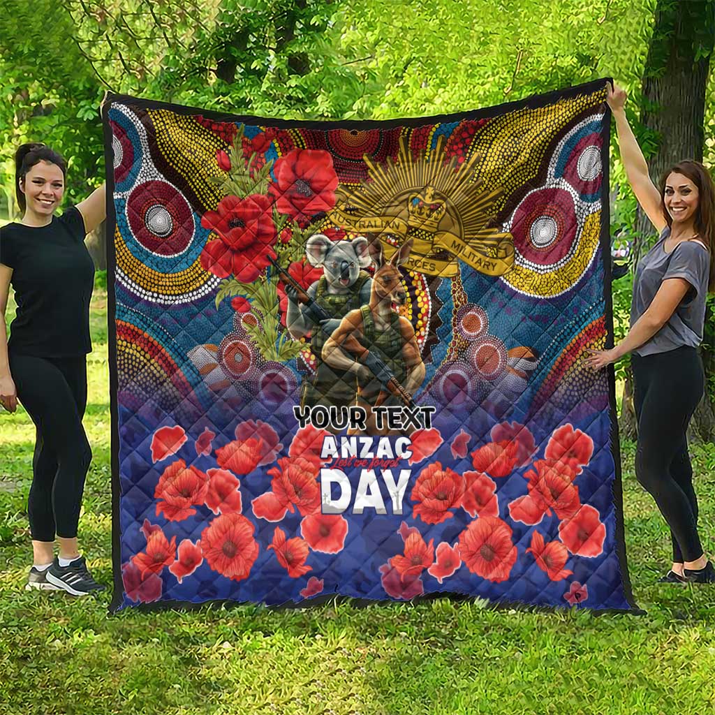Kangaroo Koala Soldier ANZAC Personalised Quilt Camouflage Motif