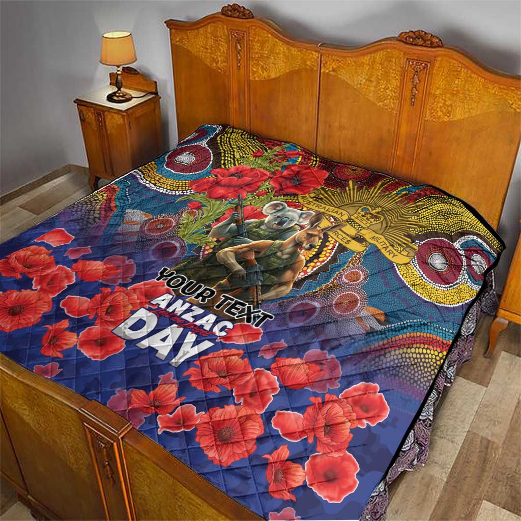 Kangaroo Koala Soldier ANZAC Personalised Quilt Camouflage Motif