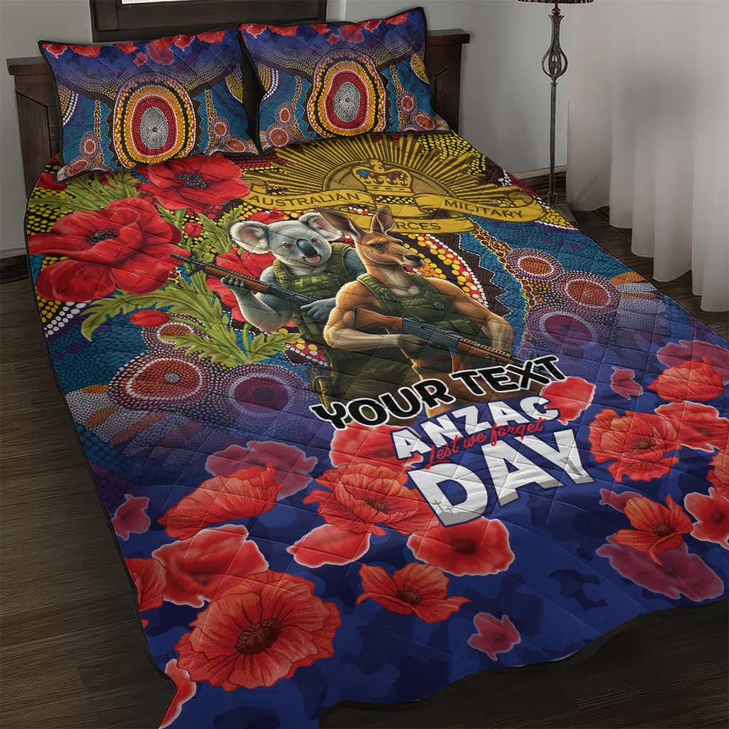 Kangaroo Koala Soldier ANZAC Personalised Quilt Bed Set Camouflage Motif