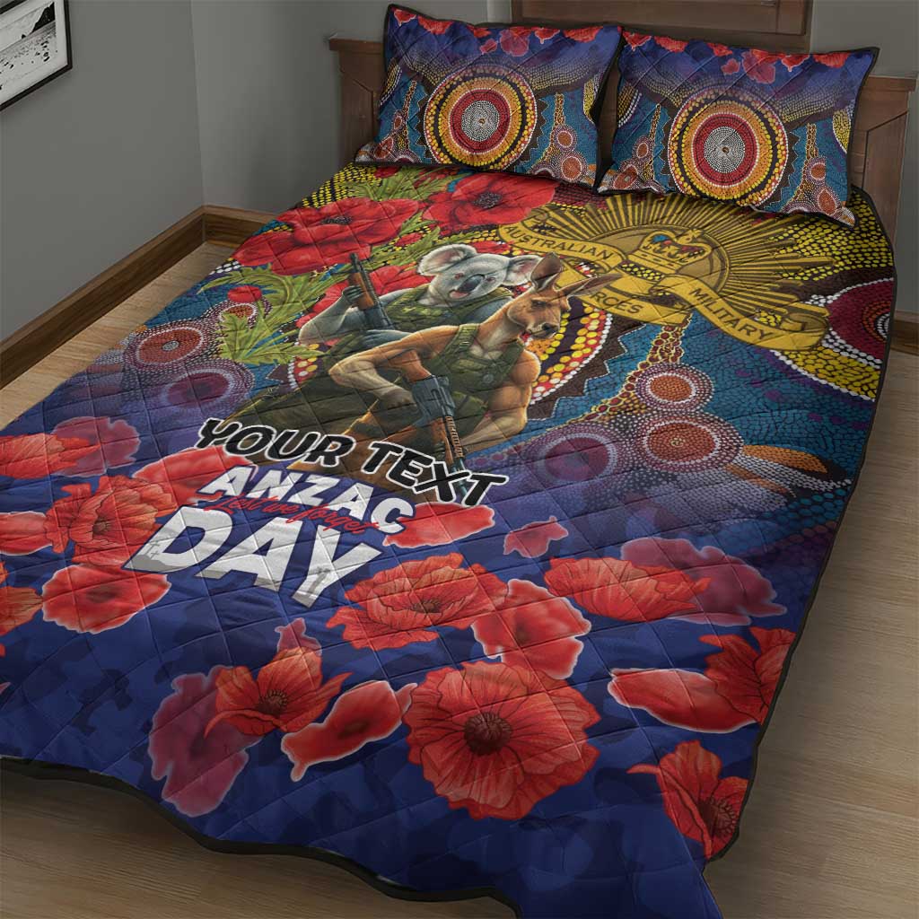 Kangaroo Koala Soldier ANZAC Personalised Quilt Bed Set Camouflage Motif