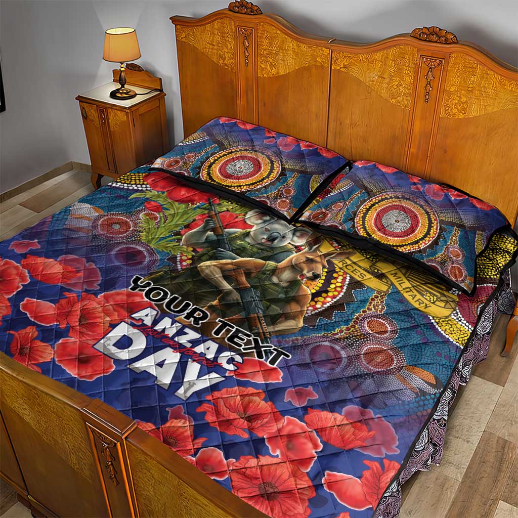 Kangaroo Koala Soldier ANZAC Personalised Quilt Bed Set Camouflage Motif