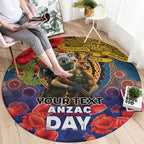 Kangaroo Koala Soldier ANZAC Personalised Round Carpet Camouflage Motif