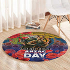 Kangaroo Koala Soldier ANZAC Personalised Round Carpet Camouflage Motif