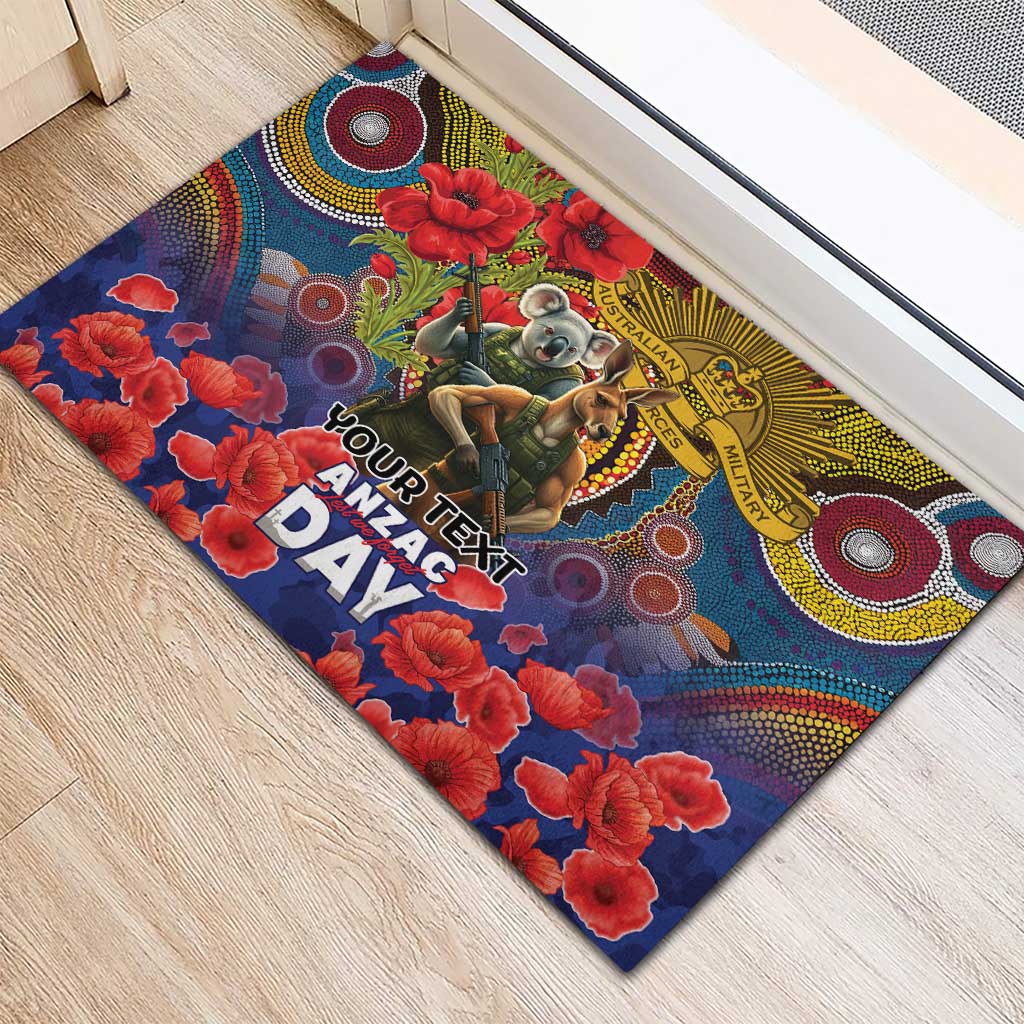 Kangaroo Koala Soldier ANZAC Personalised Rubber Doormat Camouflage Motif