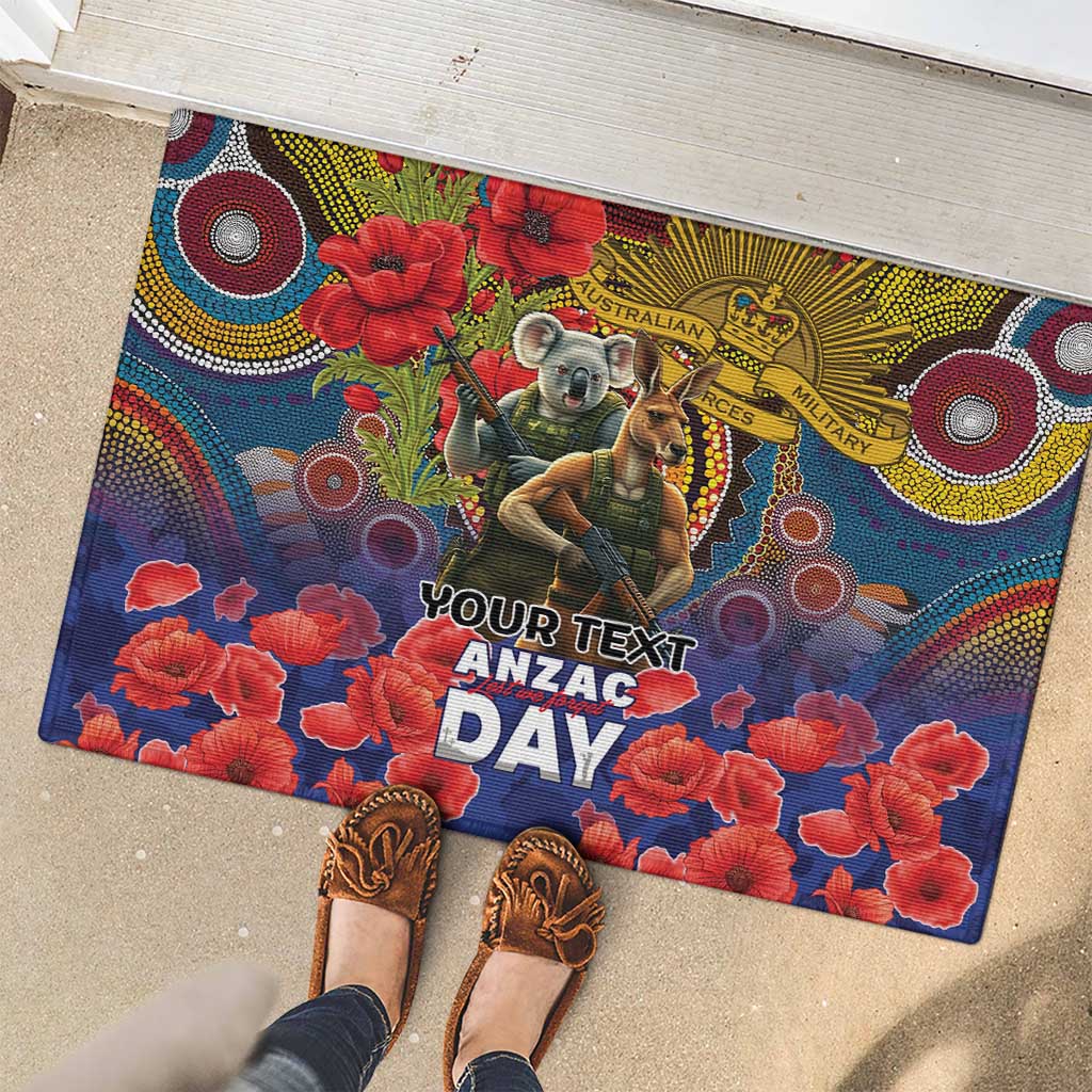 Kangaroo Koala Soldier ANZAC Personalised Rubber Doormat Camouflage Motif