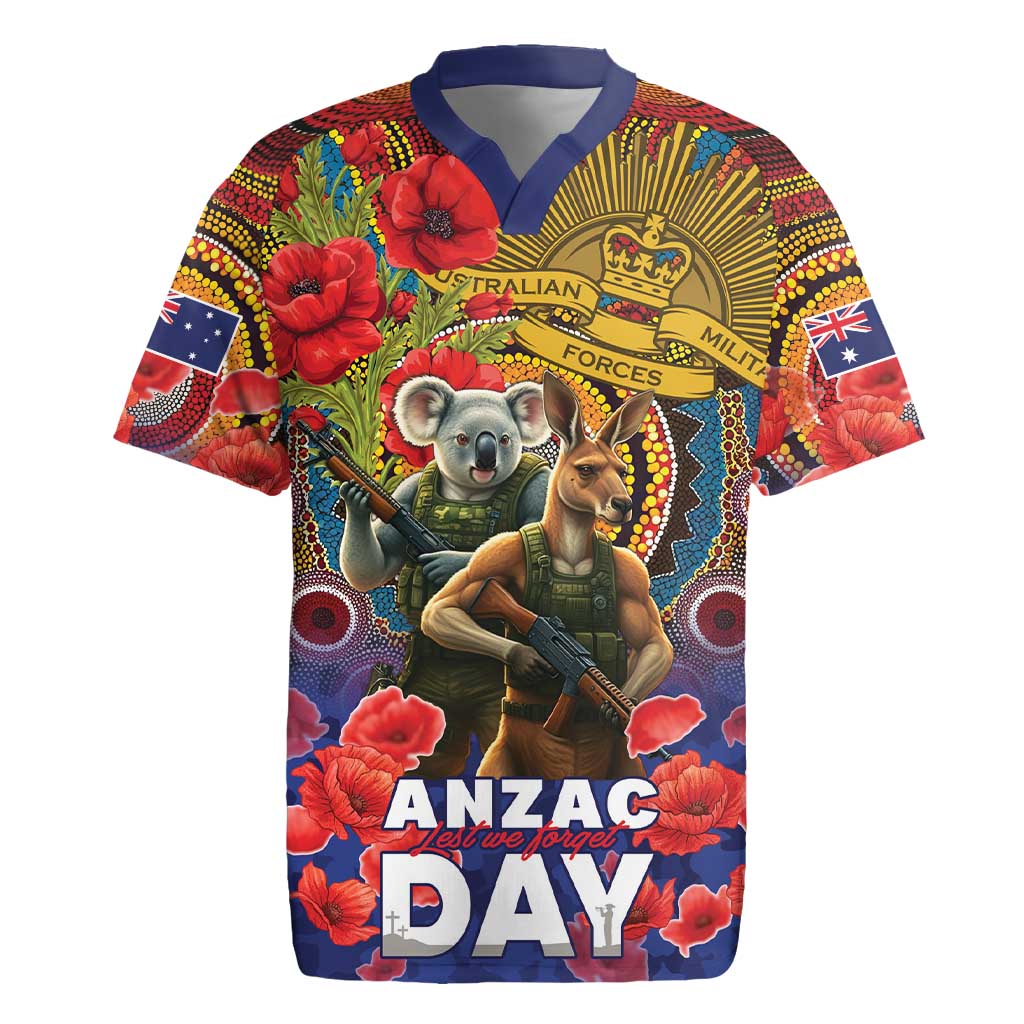 Kangaroo Koala Soldier ANZAC Personalised Rugby Jersey Camouflage Motif