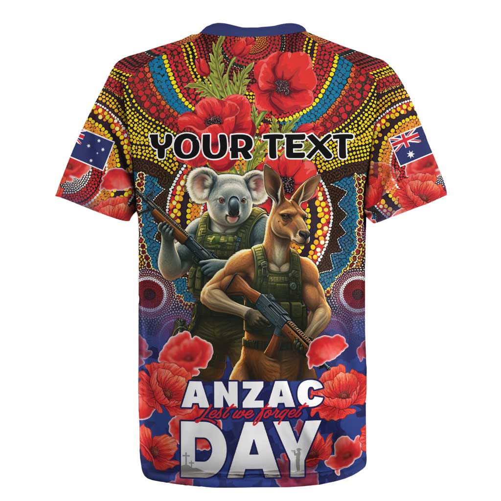 Kangaroo Koala Soldier ANZAC Personalised Rugby Jersey Camouflage Motif