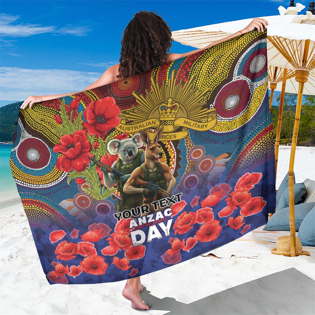 Kangaroo Koala Soldier ANZAC Personalised Sarong Camouflage Motif
